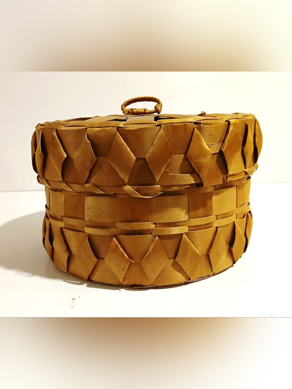 Vintage Basket in Natural Brown With Contents